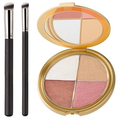 4 in 1 Eye & Cheek Palette, Eyeshadow and Highlighter Makeup Palette With 2 B...