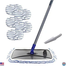 Large Flat Microfiber Mop with 5 Reusable Pads for Hardwood Floor Cleaning
