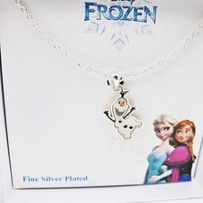 Disney Frozen Olaf Silver Necklace Pendant Chain Jewelry