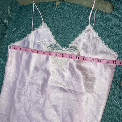 Vintage Deena rosa Trägertop weiß Spitzenbesatz bestickt Blumen Größe 34 Medium - Bild 8 von 8