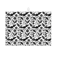 Bat Goth Gothic Halloween Dish Drying Mat for Kitchen Counter 24" x 18",