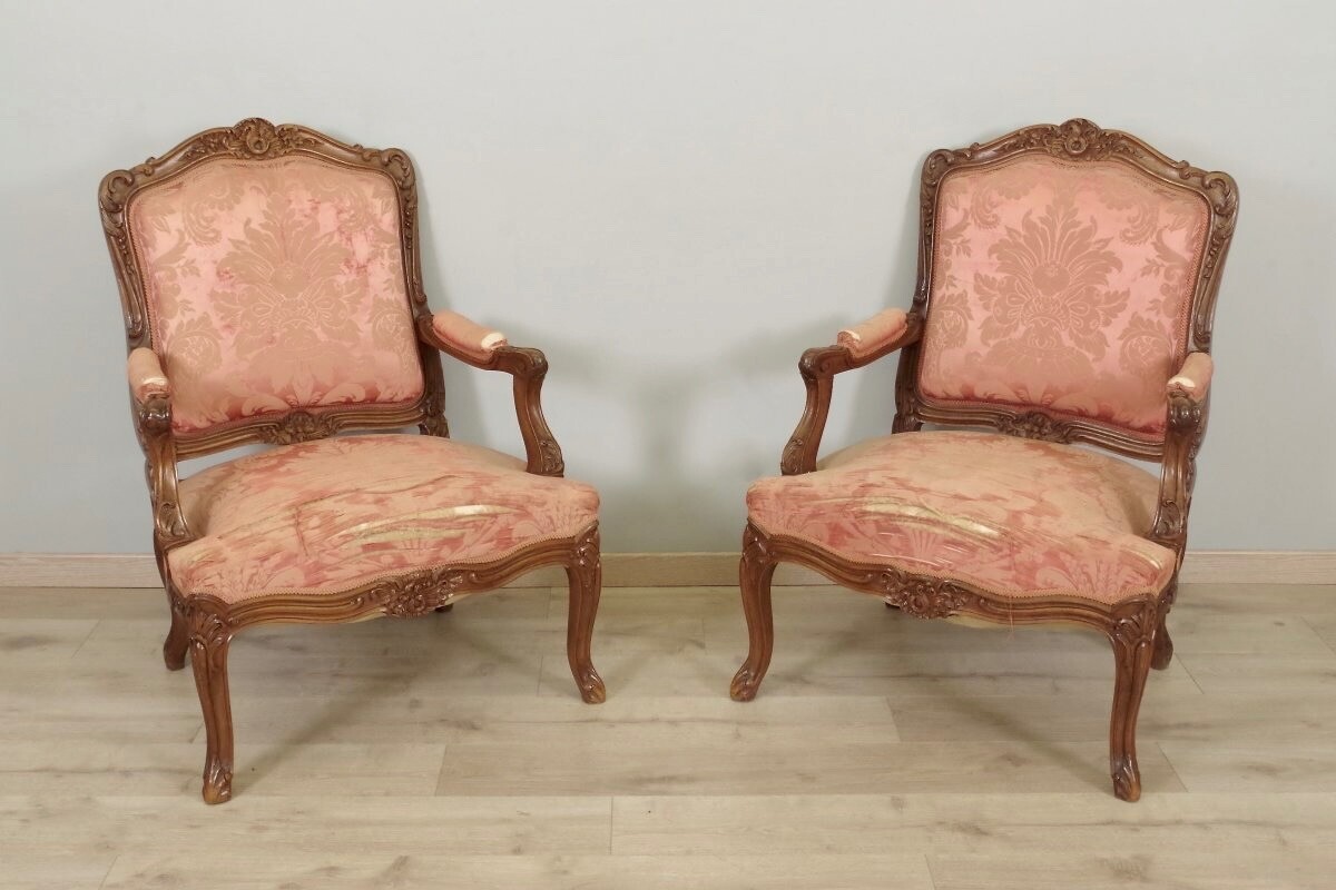 Four Louis XV style armchairs thumbnail 3