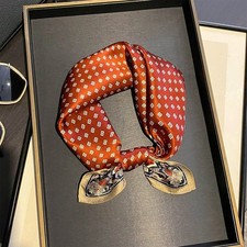 100 Silk Scarf Women Red Polka Dot Small Hand Neckerchief Wrap Bandana 53 53cm