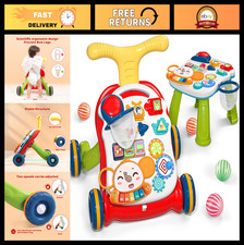 2-in-1 Sit to Stand Baby Walker, Educational Activity Center, Music Toy for Infa