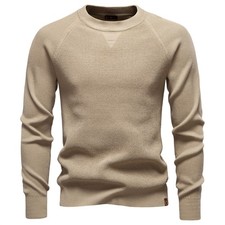 Men's Round Neck Sweater Casual Knitted Pullover Warm Sweaters