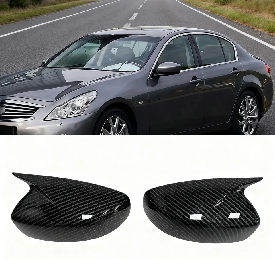 For Infiniti G25 G37 Q40 Q60 2009-2015 Carbon Fiber Sde Wing Mirror Cover Cap 8Y Foto 3 de 4