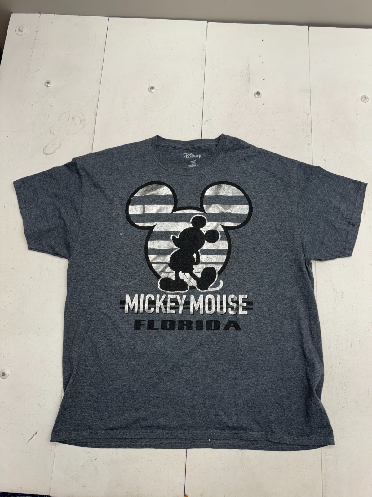 Disney Solid Gray Basic Mickey Mouse Print Short … - image 1