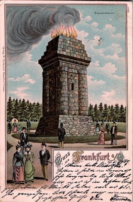 LITHO GRUSS AUS FRANKFURT ODER BISMARCKTURM COL. 1901 BRANDENBURG