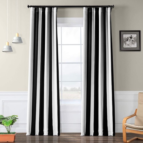 BOCH-KC43-120 Stripe Room Darkening Curtain (1 Panel), 50 X 120, Awning Black...