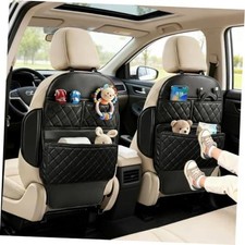 Seat Back Protectors for Kids Car Kick Mats with Large 30" 17" Black/Black