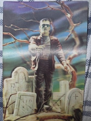 FRANKINSTEIN, GRAVEYARDl 1960's Vari-Vue 3-D with Motion Lenticular 3D Postcard.