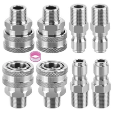 8 PCS 3/8 Inch Pressure Washer Quick Connect Adapter NPT Male Thread Steel