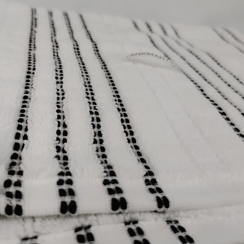 Juego de 4 toallas DKNY blancas y negras Oxford a rayas 2 baños y 2 manos suaves Foto 4 de 4