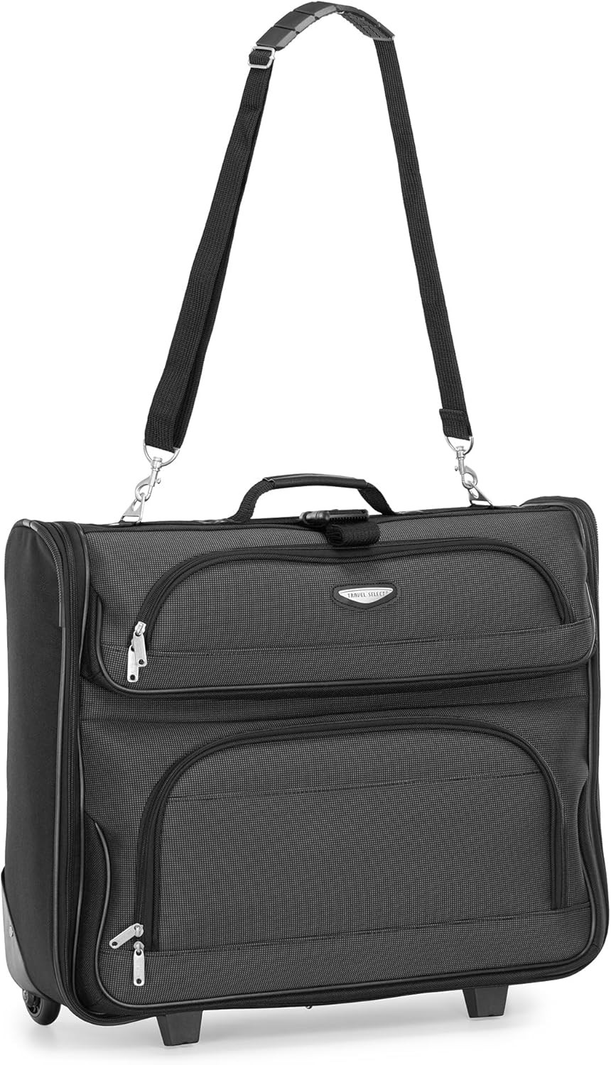 Expandable Gray Business Rolling Garment Bag - 2-Wheeled Suit Carrier