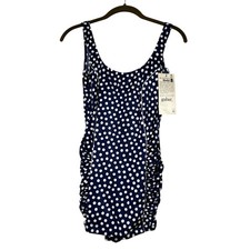 Gabar Vintage NWT One Piece Swimsuit Women's 16 Blue Polka Dot Rockabilly