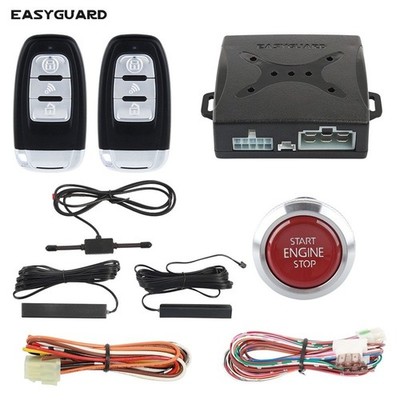 EASYGUARD Passive Keyless Entry Car Alarm System Push Button Start Remote Start