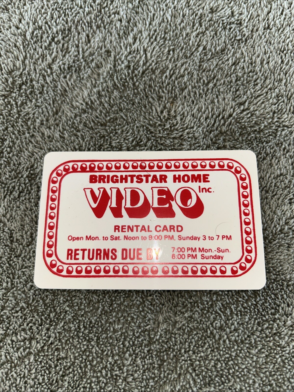 Original Vintage Brightstar Home  Video Membership Card Video Rental Store
