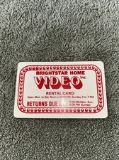 Original Vintage Brightstar Home  Video Membership Card Video Rental Store