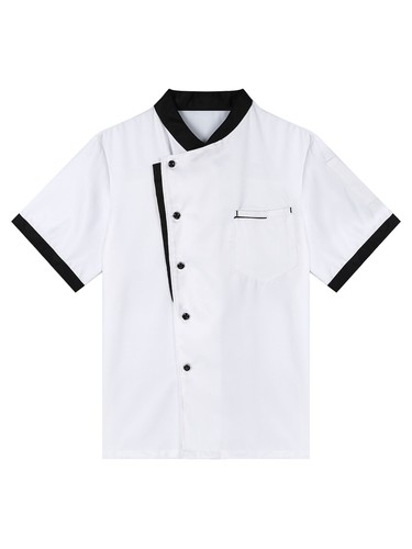 Men Women T-shirt Chef Coat Breathable Button Cook Jacket Hotel Kitchen Uniform - Picture 58 of 74