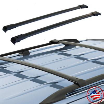 NEW Pair Black Aluminum Roof Rack Top Rail Cross Bar For Honda Pilot 2003-2008