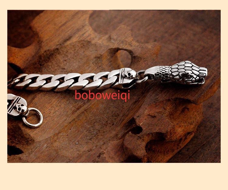 Silver Bracelet Band Men Women Lucky Gift Carved snake Loop Silver Bracelet Band Men Women Lucky Gift Carved snake Loop