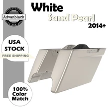 Advanblack White Sand Pearl Extended Stretched Saddlebag For Harley Touring 14+