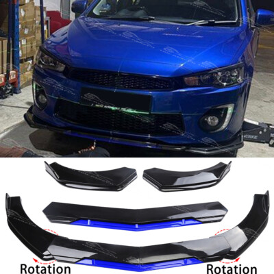 For Mitsubishi Lancer EVO RS Gloss Black Blue Front Bumper Spoiler Lip Splitter