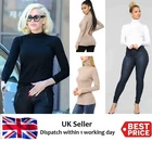 WOMENS LADIES  POLO NECK TURTLE ROLL HIGH NECK JUMPER PLAIN PARTY TOPS SIZE 8-24