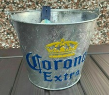 Corona Extra Metal Ice Bucket Gold Crown + Built-In Bottle Opener 