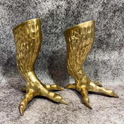 #ad #ad Vintage Set Of Figural Brass Eagle Talon Claw Candlesticks Mid Century 6.5quot; $419.99