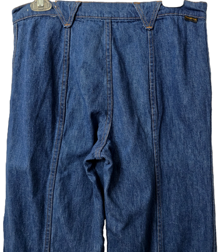 Vintage 70s Maverick Flare Jeans 31 x 34 Bell Bottom High Rise USA Bare Back - Picture 14 of 14