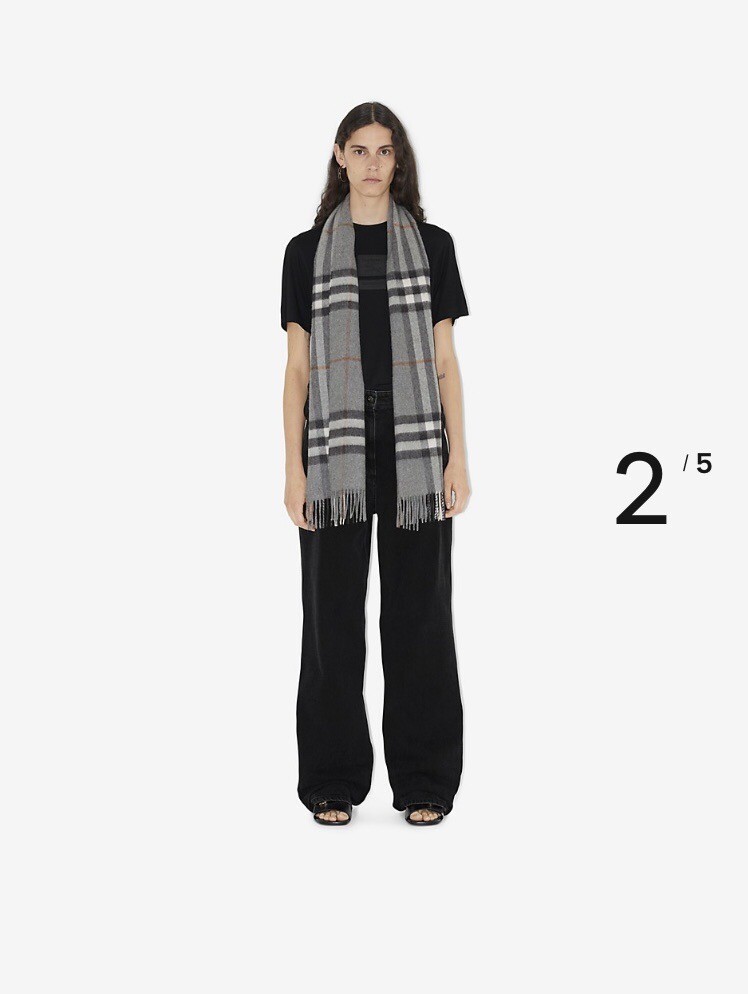 NWT Authentic Burberry Grey Check Cashmere Scarf | eBay