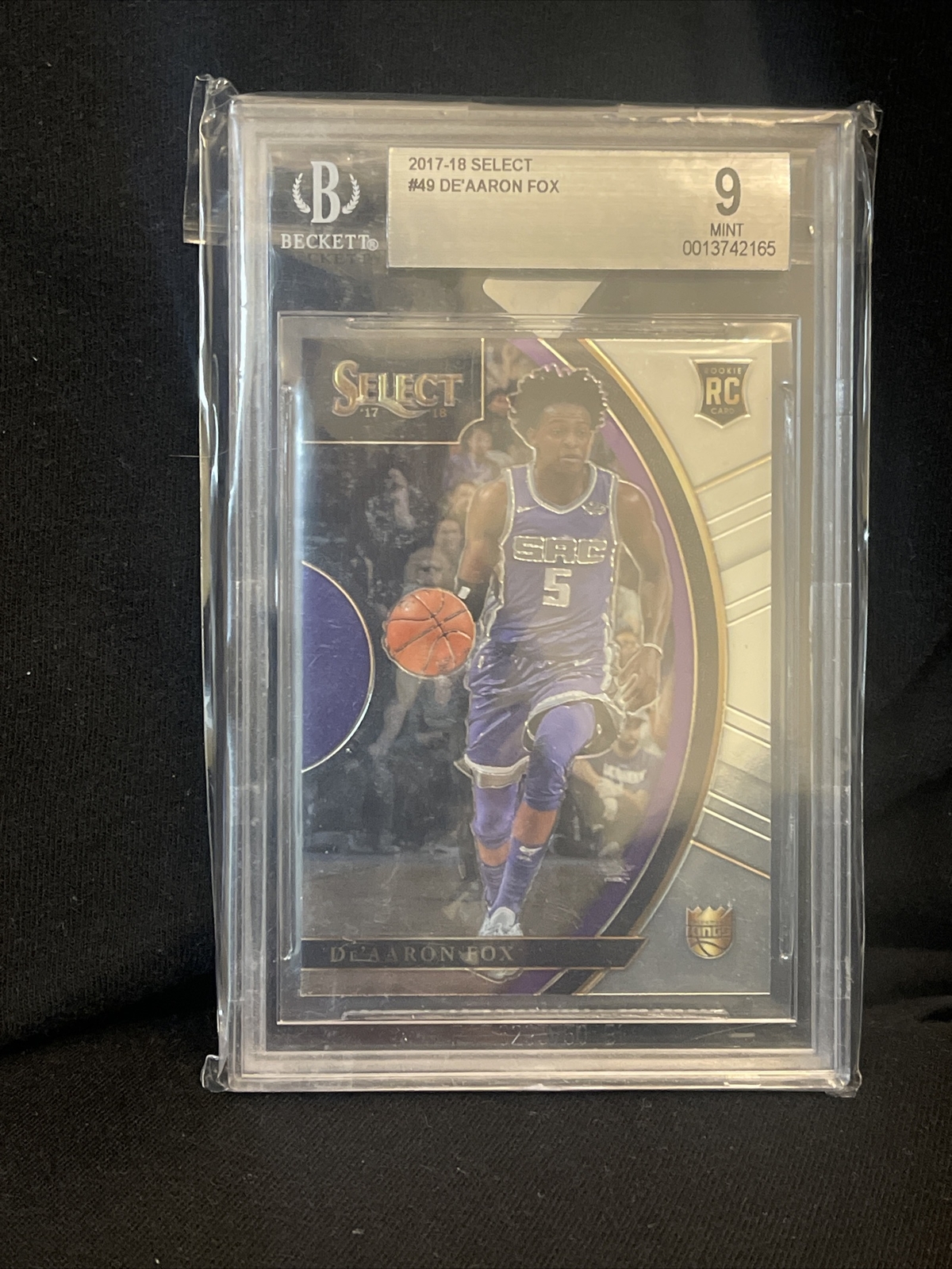 2017-18 PANINI SELECT DE’AARON FOX ROOKIE #49 BGS 9 MINT SAC KINGS