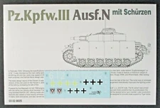 Takom 1/35th Scale Pz Kpfw III Ausf N - Decals & Directions from Kit No. 8005