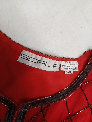 Scala Red Top Cardigan Blouse Jacket 100% Silk Sz Petite XL PXL - Picture 11 of 12