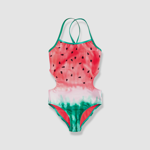 Breaking Waves Girl's Red Watermelon Print One Piece Swimsuit Size 12 - Picture 1 of 3