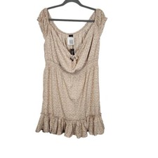 Zenobia Women's Disty Floral Mini Dress in Cream - Size 1X