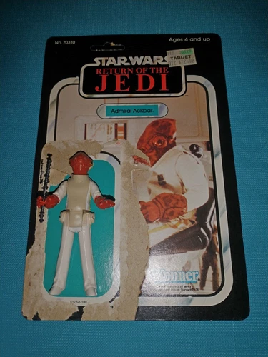 Vintage 1982 Kenner Star Wars ROTJ ADMIRAL ACKBAR Complete Staff & 65 Back Card!