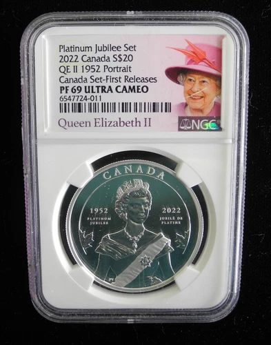2022 $20 CANADA 1OZ SILVER PROOF NGC PF69 QE II PLATINUM 1952 ecoinsales
