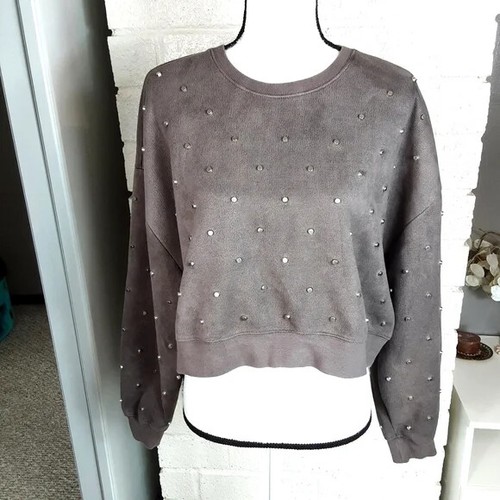 Studded Cropped Pullover Sweatshirt | eBay