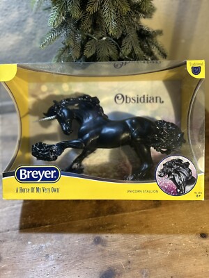 NICE New NIB Breyer Horse #1841 Obsidian Friesian Unicorn Stallion Gypsy Vanner