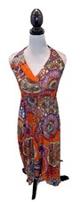 Orange Halter Dress Medallions Fabulous Bright colors Medium