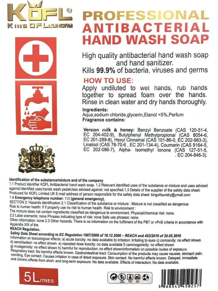 KOFL antibakterielle Seife professionelle Handseife Flüssigseife Honig Milch 5 L - Bild 2 von 2