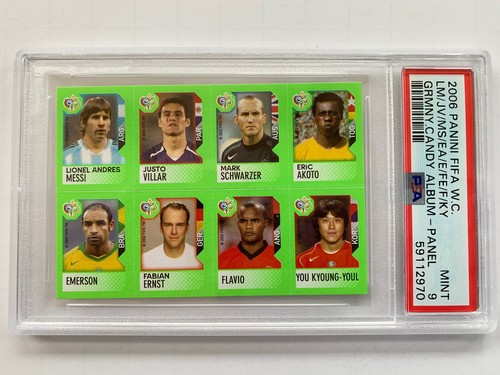 2006 Messi/Villar/Schwarzer/Akoto/Emerson/Ernst/Flavio/Yoo Panini WC PSA 9 - Picture 2 of 3