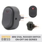 Mini OVAL ROCKER TOGGLE SWITCH ON-OFF - RED LED Dot Illuminated 12v 24v 19x31mm