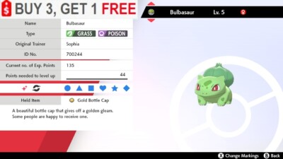   Shiny Bulbasaur   Pokemon Sword and Shield Perfect IV Fast Delivery 