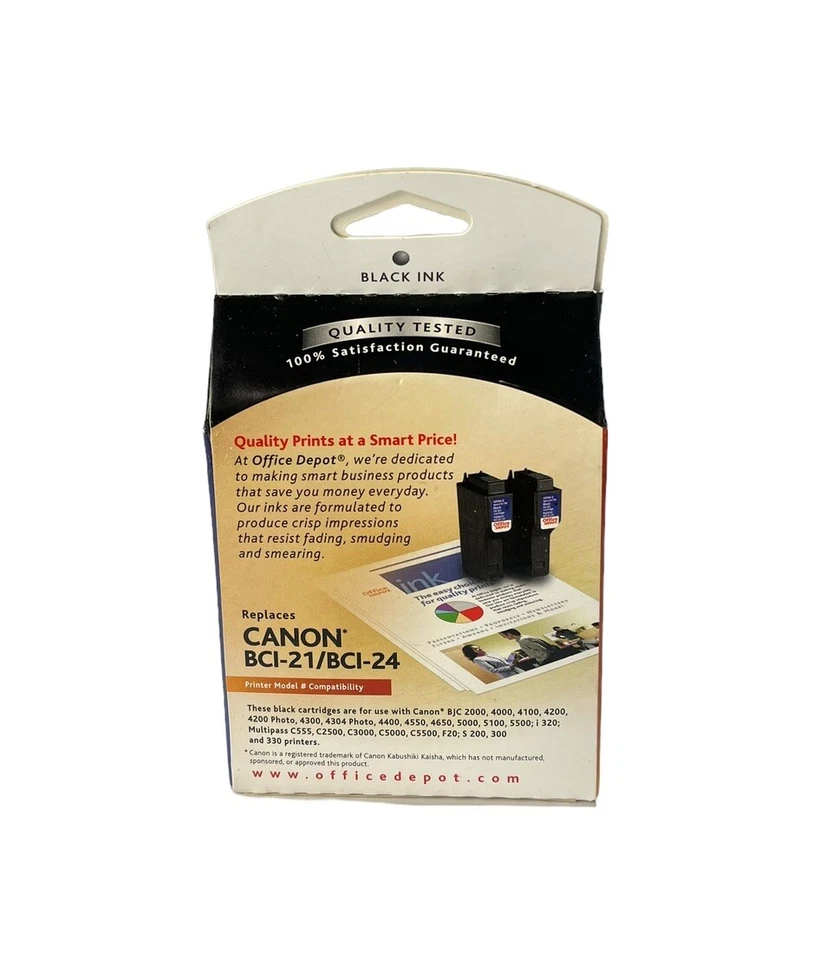 Paquete de 2 tintas negras Office Depot para Canon BCI-21 / BCI-24 NUEVO Foto 3 de 4