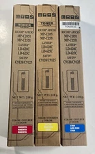 TONER FOR USE IN RICOH AFICIO LANIER SAVIN UNBRANDED LOT OF 3 CYAN YELLOW & MAG