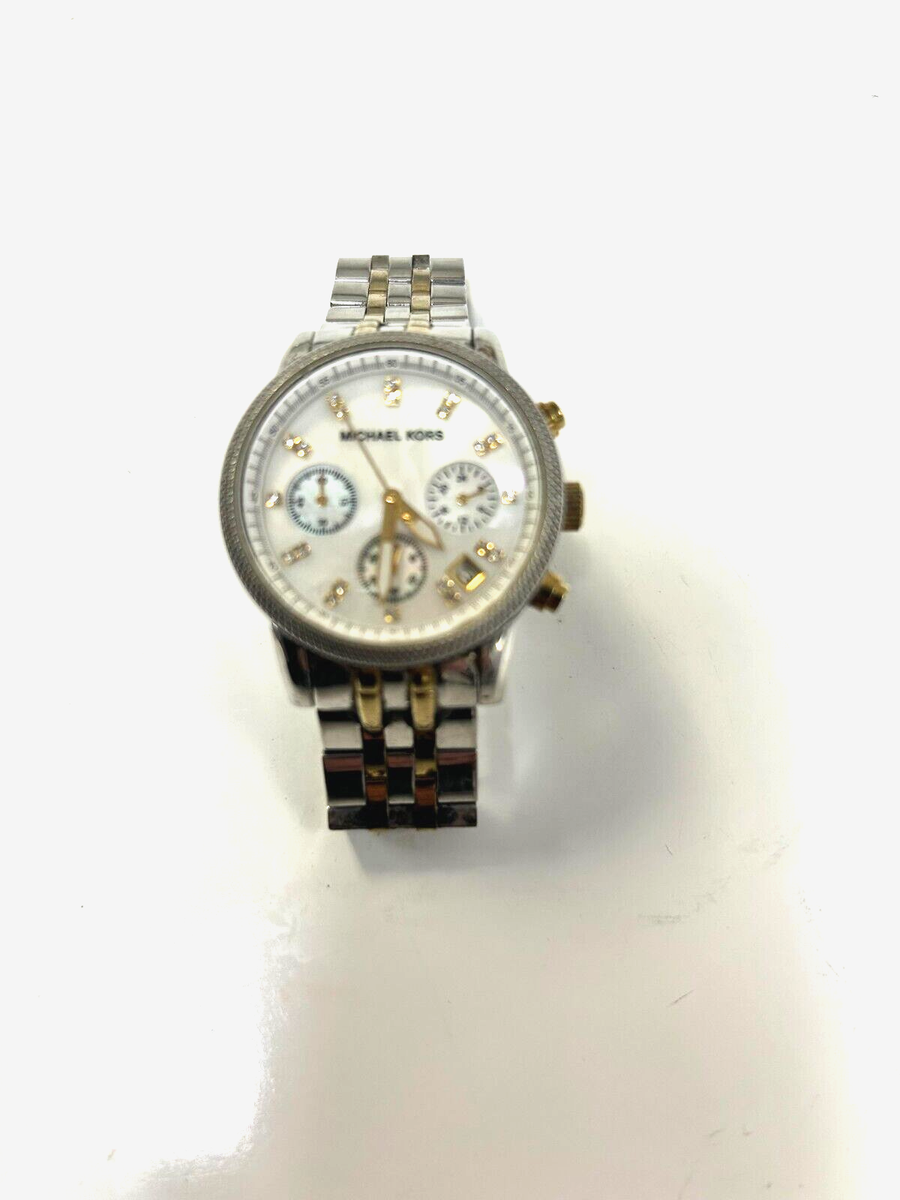 Michael Kors Ritz MK5057 wristwatch womens with two extra links. MK5057 Michael Kors Ladies Two Tone Chronograph Watch - YouTube main image 4