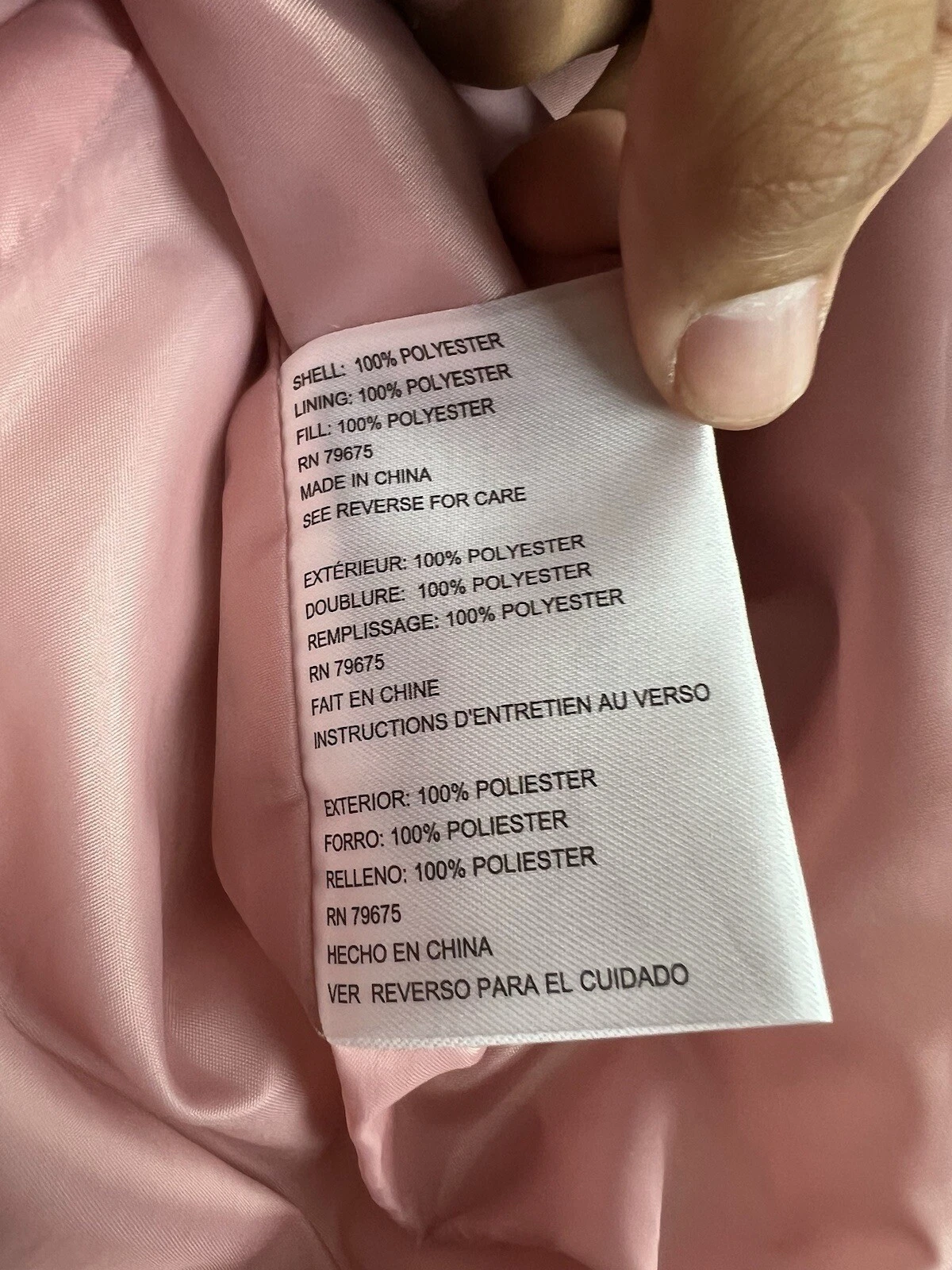 Giacca cappotto donna Michael Kors rosa trapuntato full zip bottoni anorak con cappuccio S